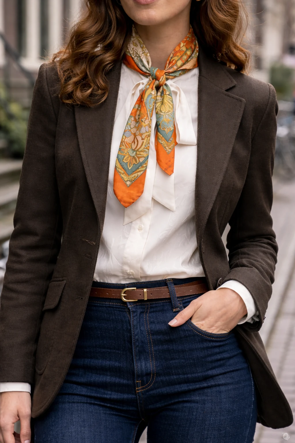 Amsterdam in May - Deep espresso brown outfit blending into Amsterdam’s canal house doorways