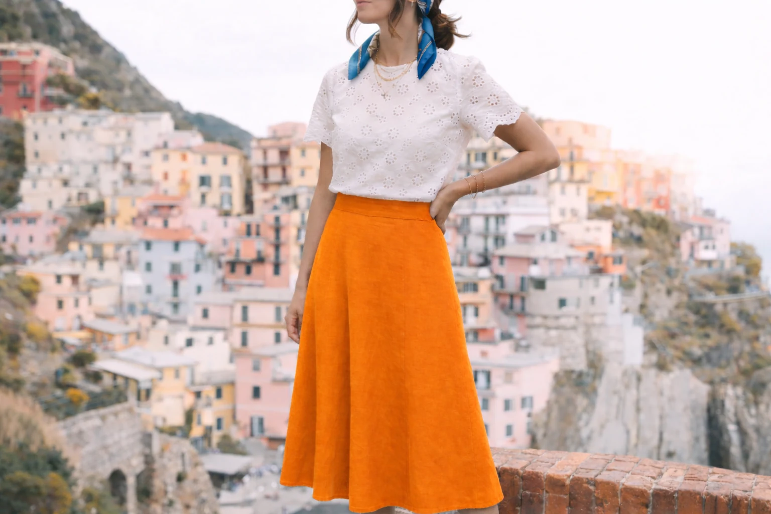 Cinque Terre outfit strategy — classic in #F4C430